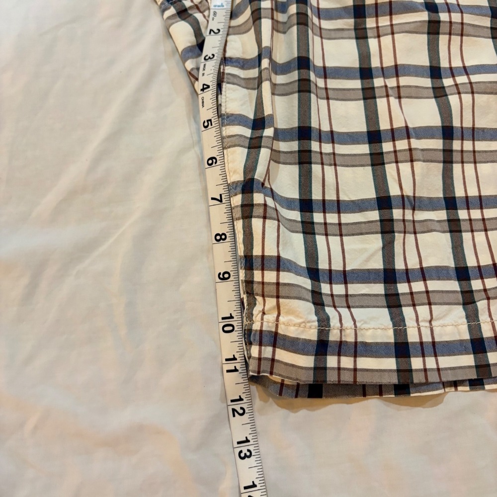 American Eagle Outfitters Mens Plaid Shorts‎ Blue Brown Longer Length Size 32 - Picture 6 of 9